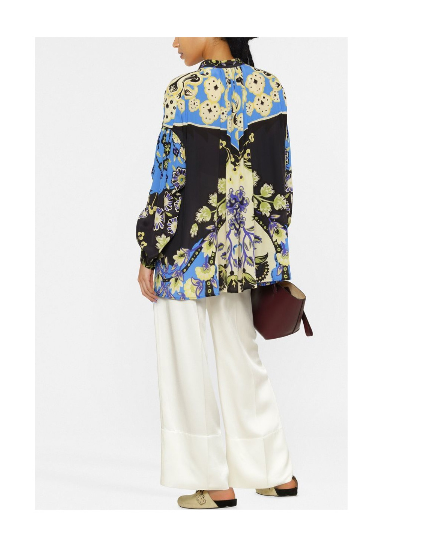 Etro Ornamental Print Silk Blouse In Black