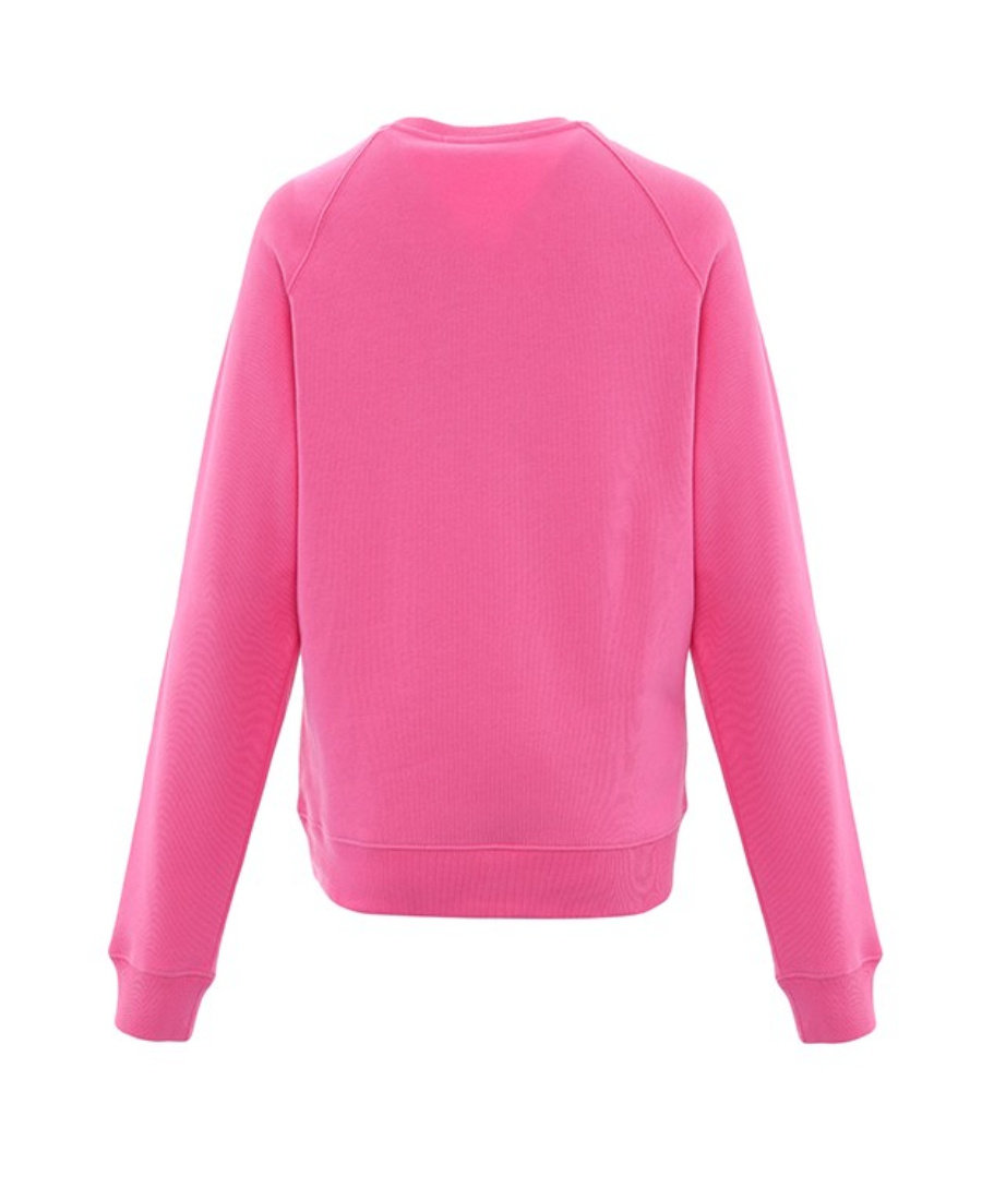 Msgm Letter Printed Round Neck Sweater In Pink