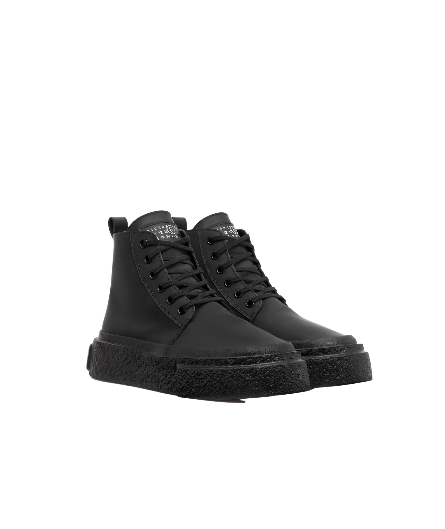 Mm6 Maison Margiela Mm6 Oversized Sole High-top Leather Sneakers In Black