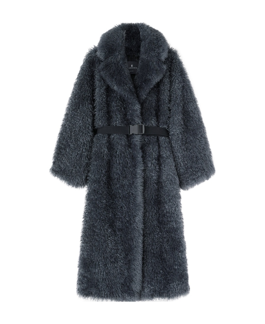 Ermanno Scervino Belted Faux Fur Coat In Black