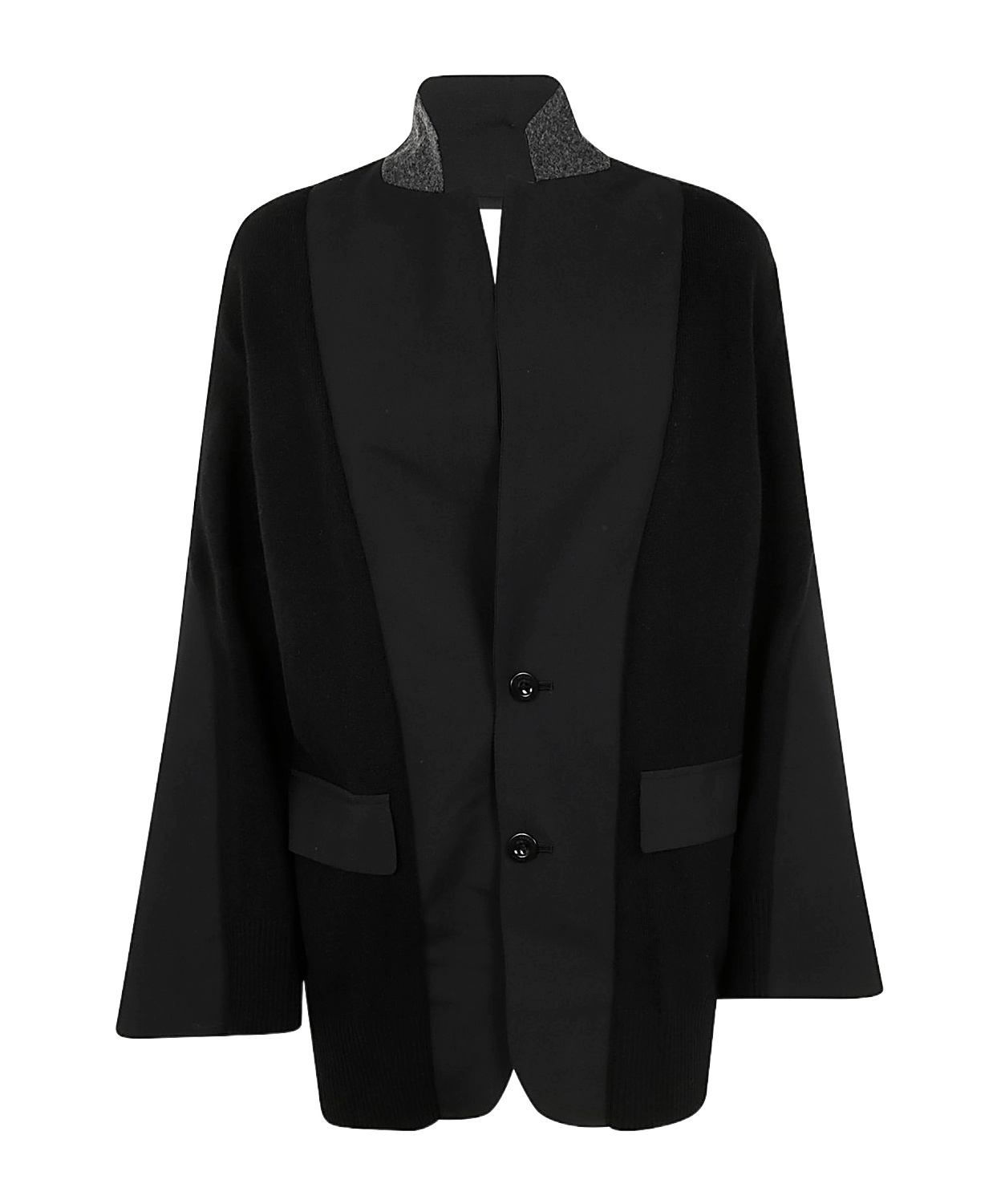 Sacai Suiting X Knit Jacket In Black