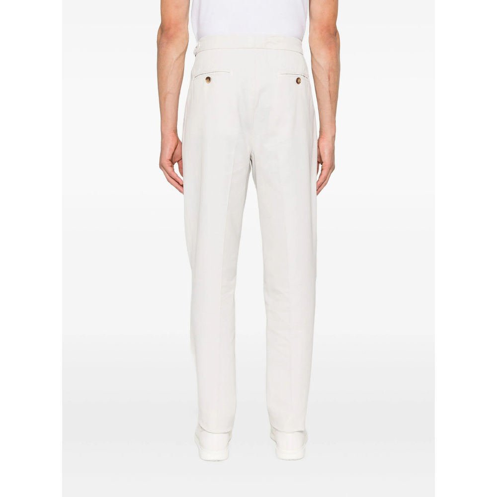 Brunello Cucinelli Cotton Gabardine Tailored Trousers In White