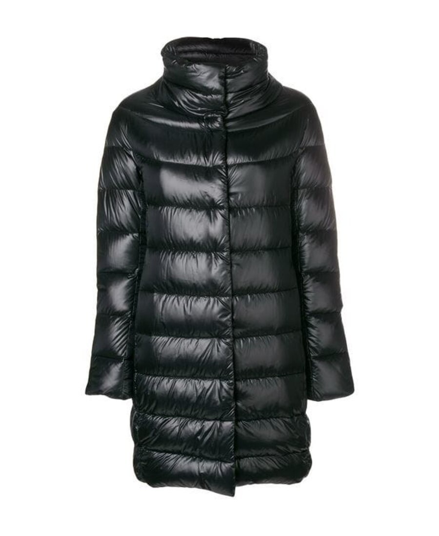 Herno Midi Quilted Down Jacket With High Neck In Black
