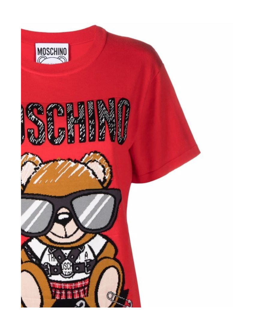 Moschino Teddy Print T-shirt Dress In Black