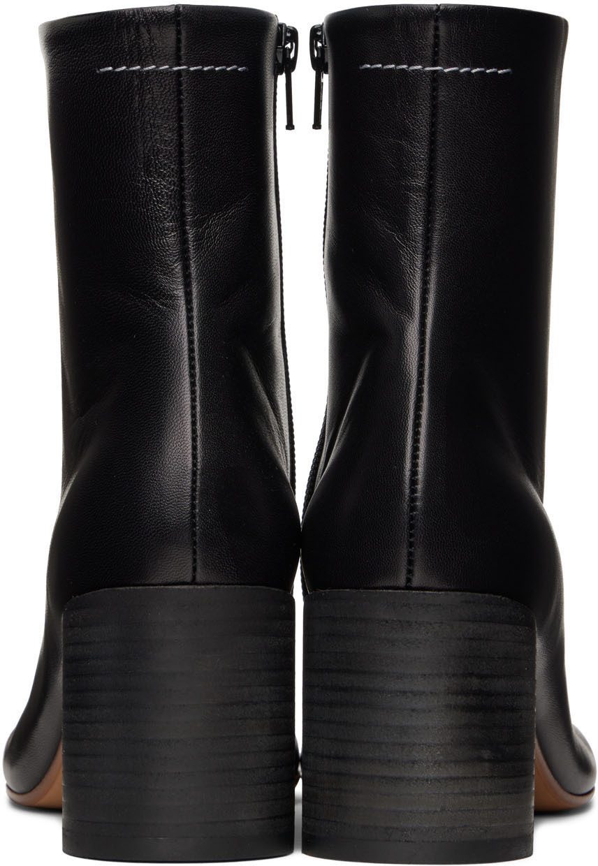 Mm6 Maison Margiela Anatomic Square Toe Zipped Boots In Black