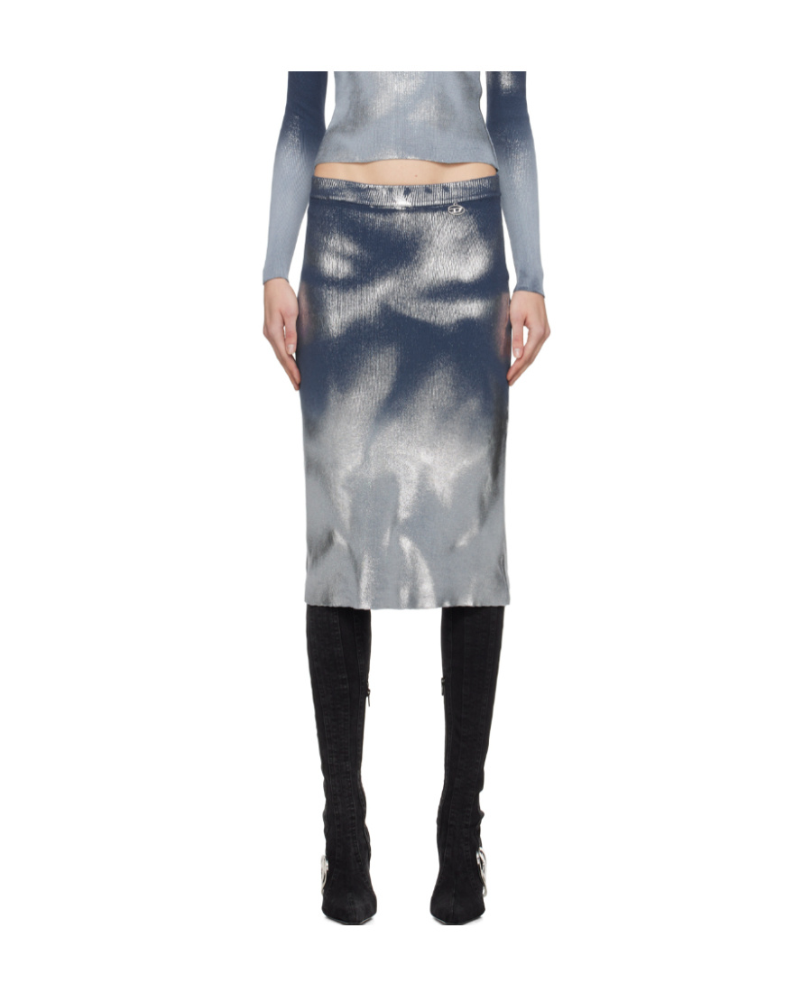 Shop Diesel Mi-lan Ribbed Midi Skirt In Gray