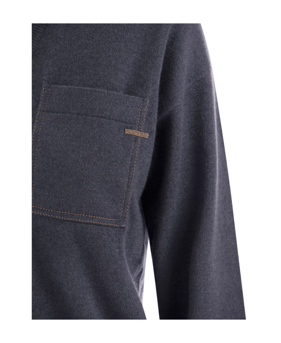 Brunello Cucinelli Women's Cashmere Sweater With Pocket In Black