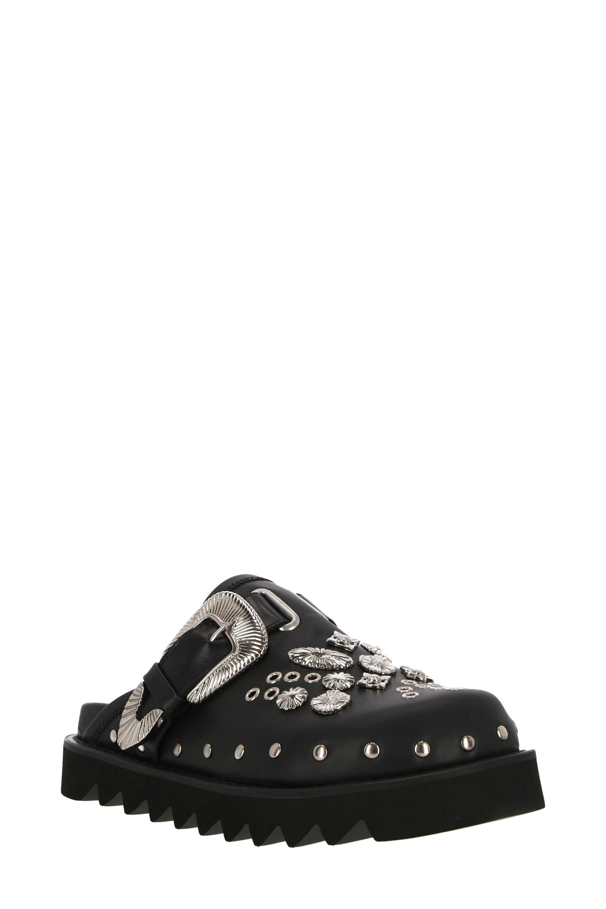 Toga Studded Leather Mules In Black