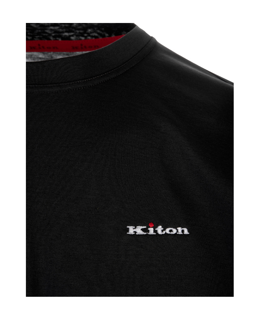 KITON EMBROIDERED-LOGO COTTON T-SHIRT