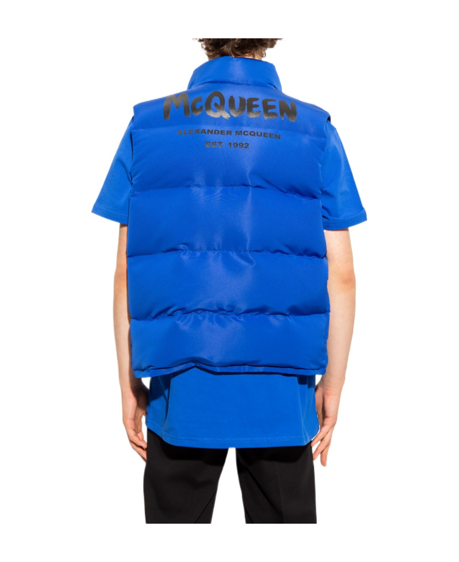 Alexander Mcqueen Man Down Jacket Bright Blue Size 40 Polyester In Blue