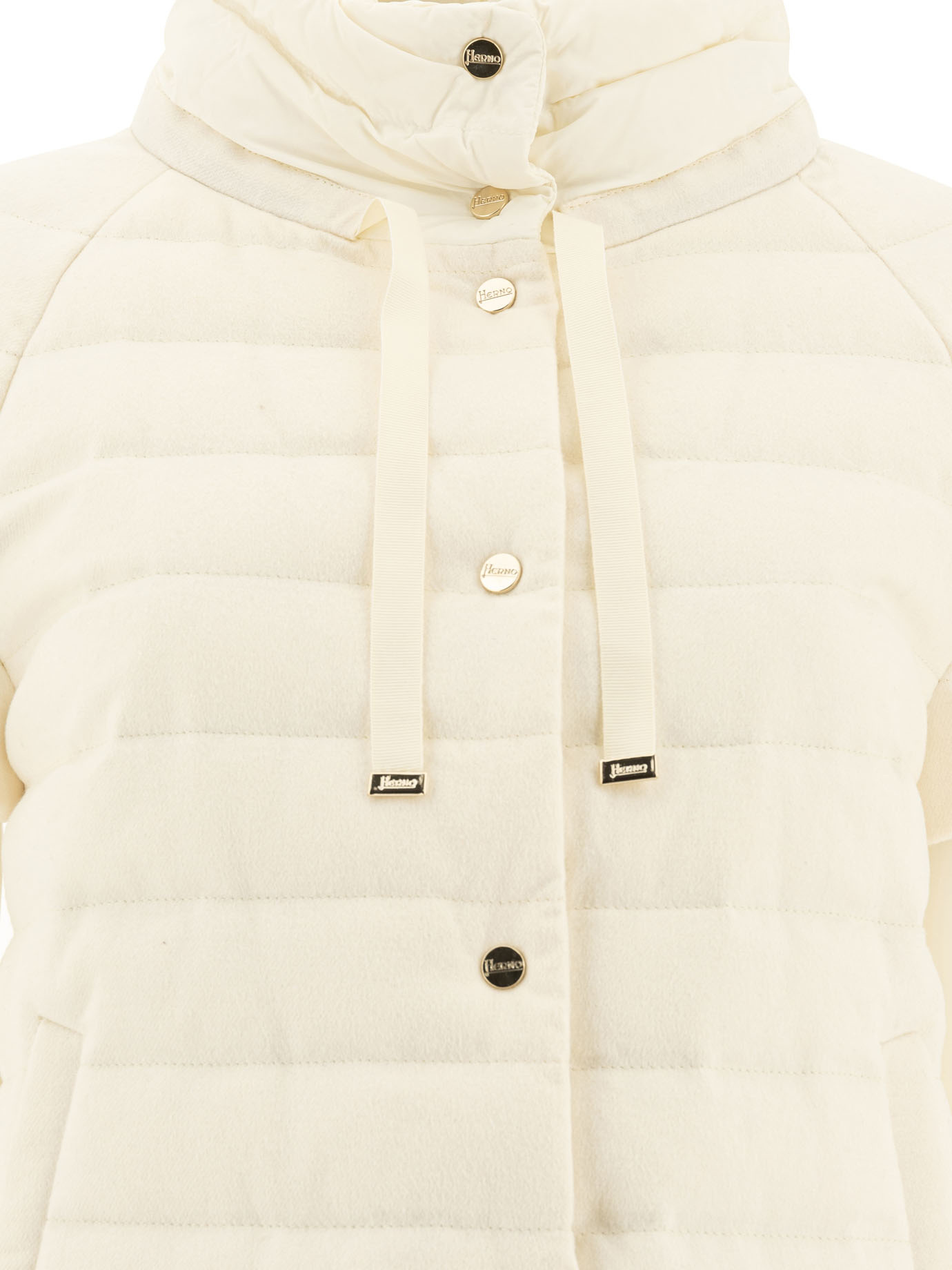 Herno High-neck Short Sleeved Padded Jacket In Nude