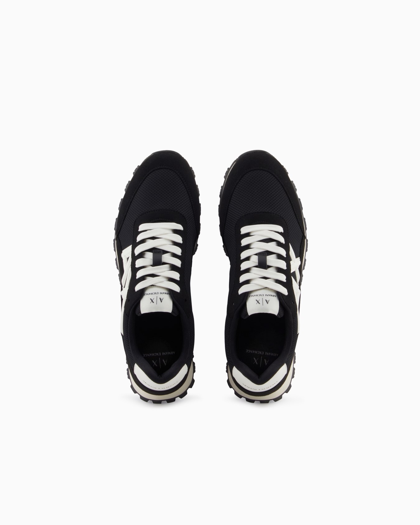 Armani Exchange Logo-detail Mesh Panel Sneakers In Black