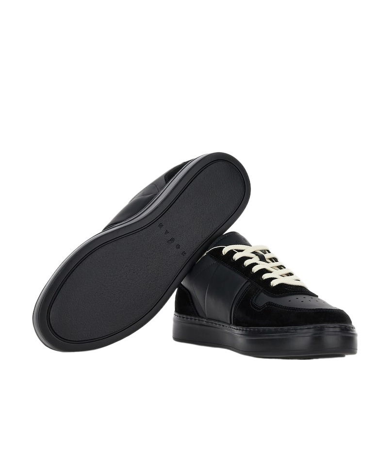Hogan H-tv Smooth And Suede Leather Sneakers In Black