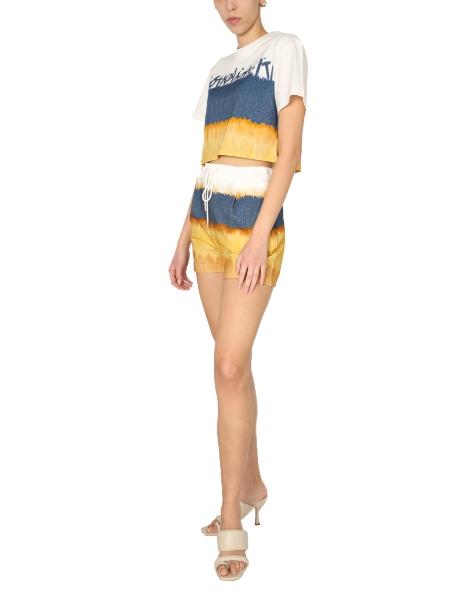 Alberta Ferretti Tie-dye Track Shorts In Nude