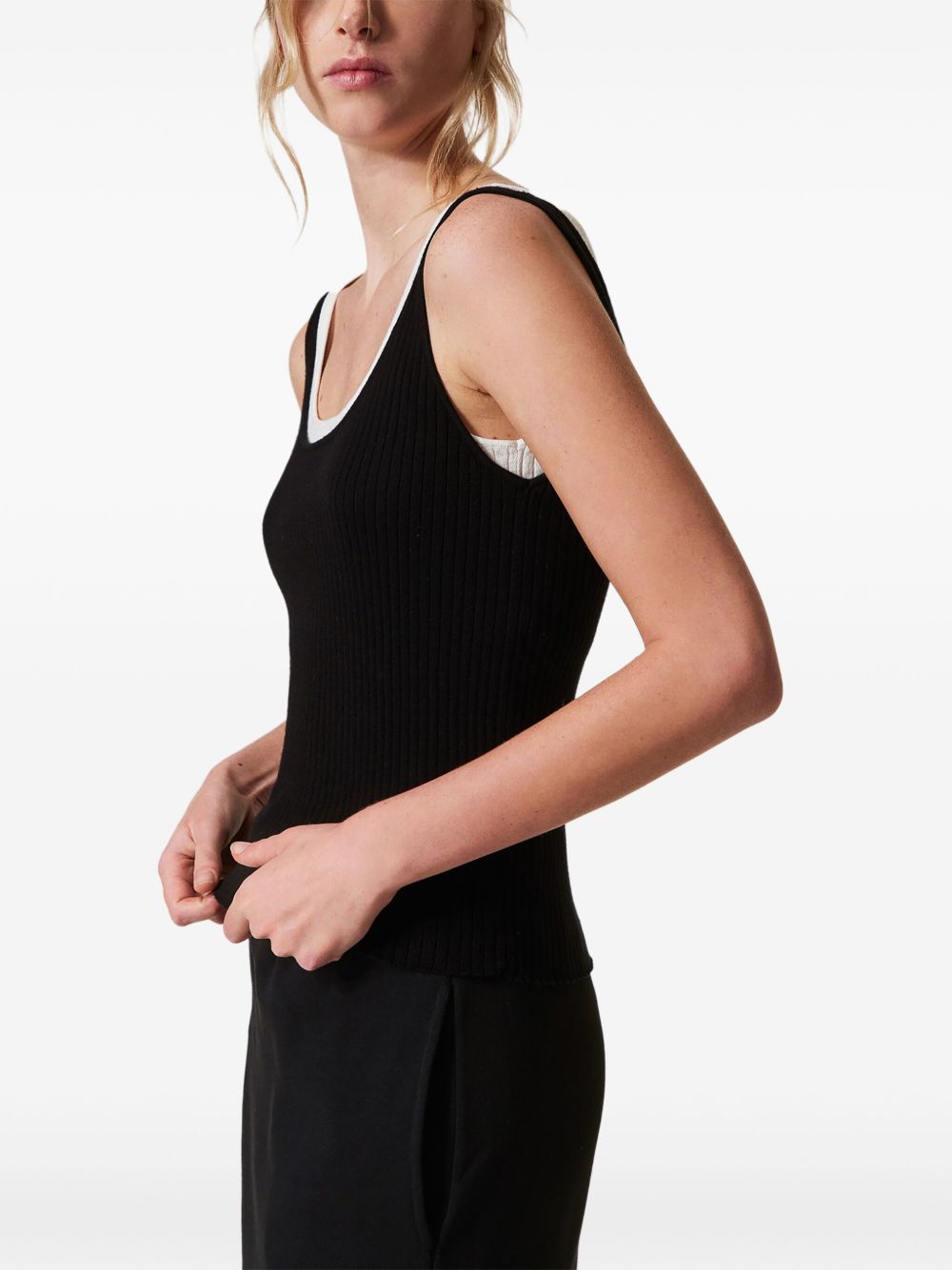 Shop Twinset Trompe-l'œil Fitted Knit Top