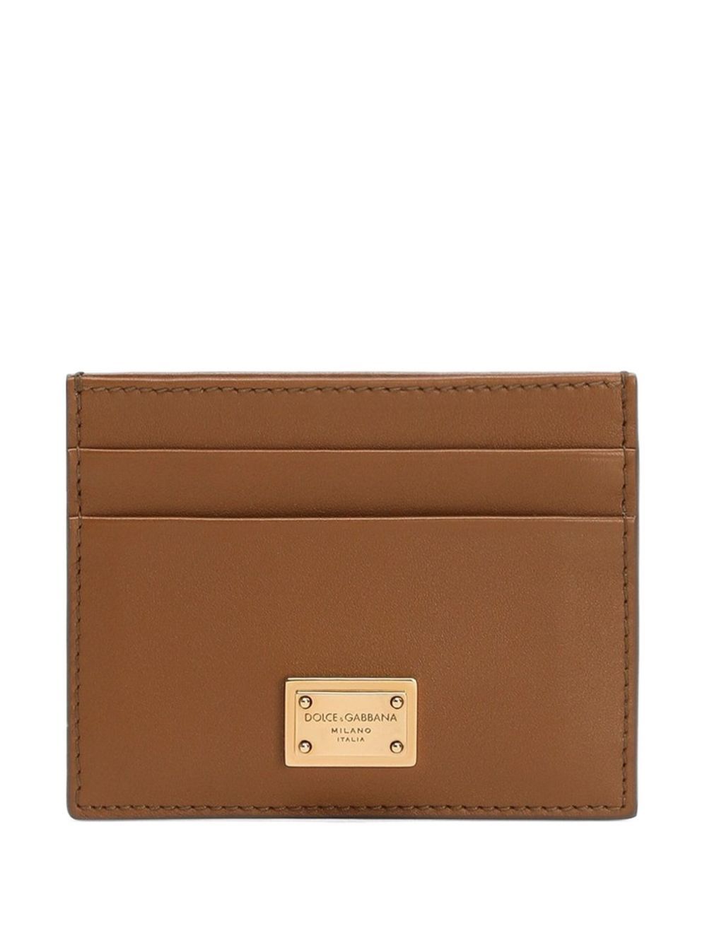 Dolce & Gabbana Dauphine Calfskin Card Holder In Brown