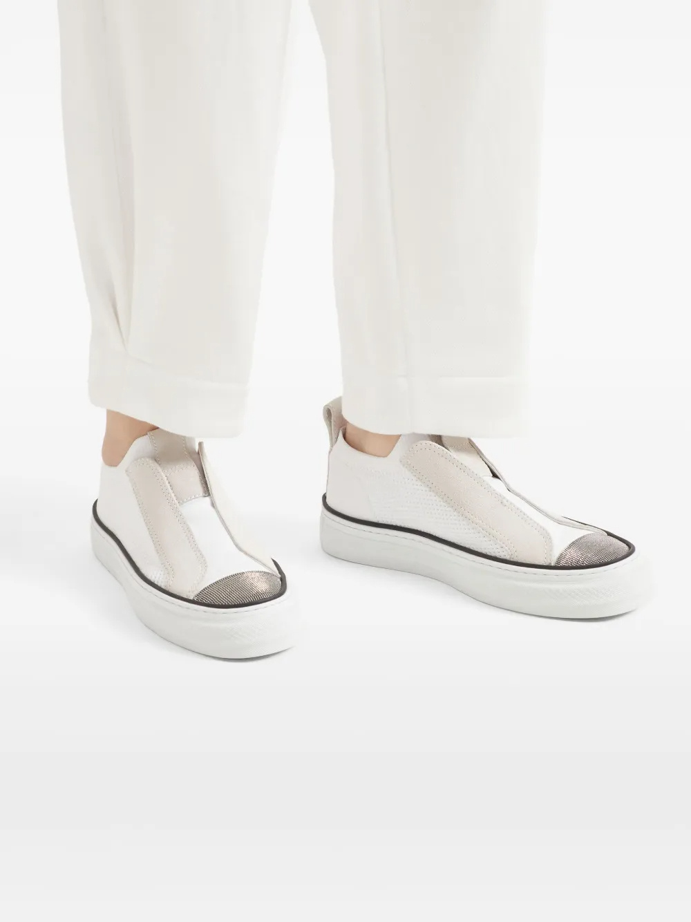 Brunello Cucinelli Sneakers With Iconic Embellishments In White