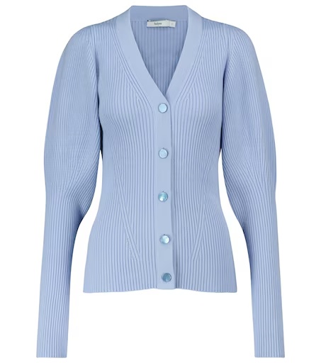 Safiyaa London Indre Wool-blend Cardigan In Blue