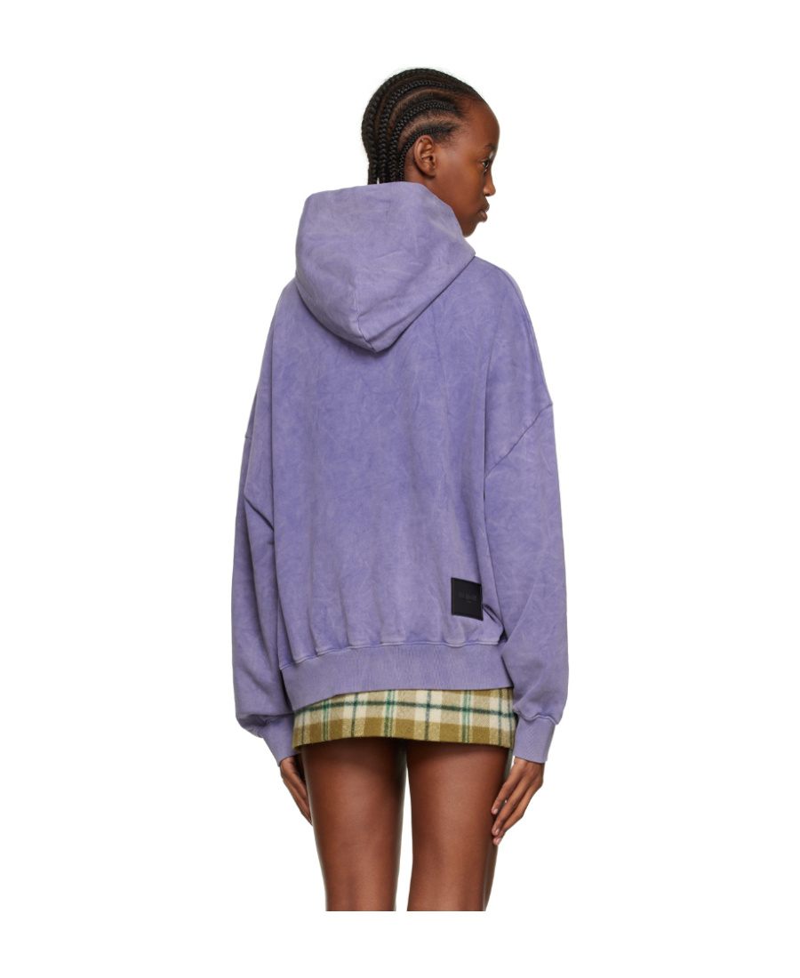 We11 Done Logo Print Bleached-effect Hoodie In Purple