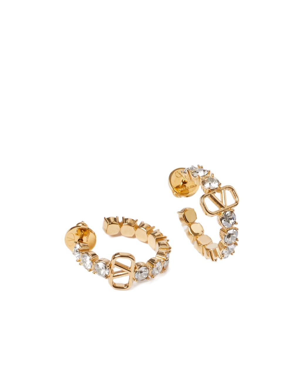 Valentino Vlogo Signature Crystal Hoop Earrings In Golden