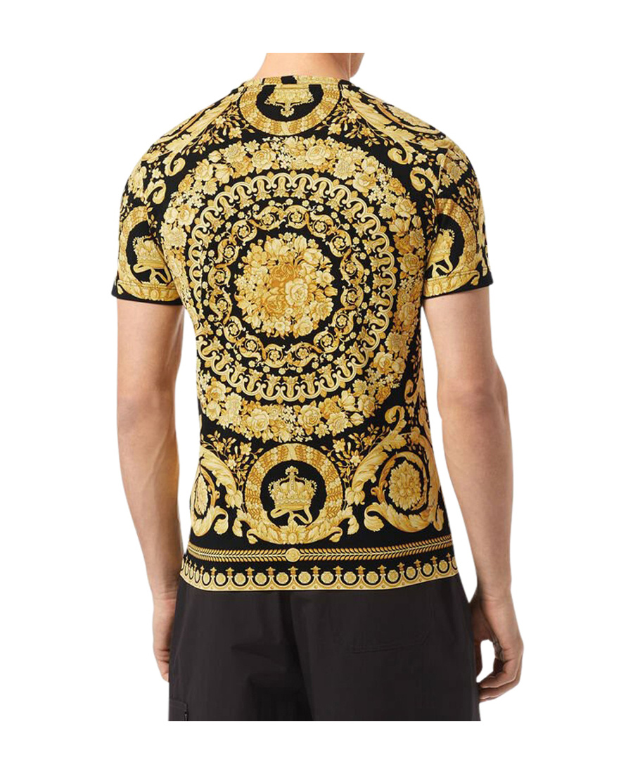 Versace T-shirt Jersey Cotton Bio Stampa Barocco Classic In Multicolor