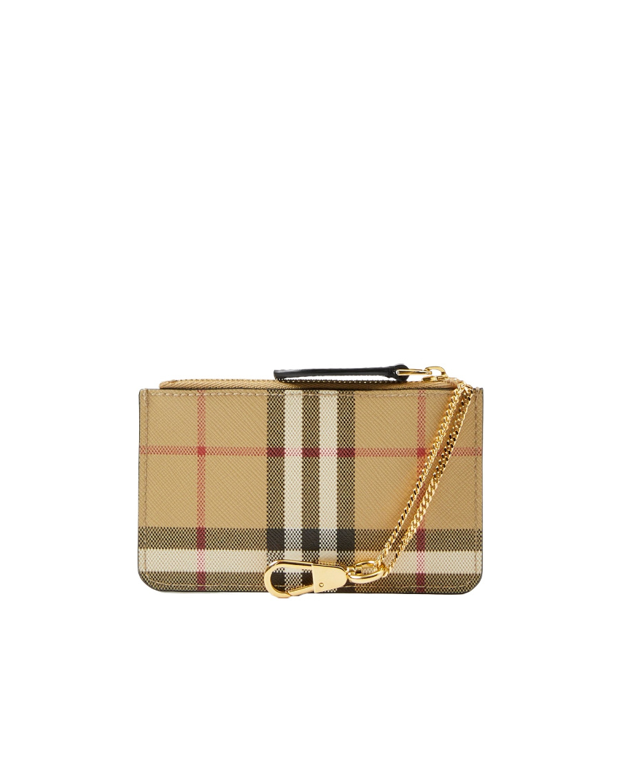 Burberry Checkered Pattern Wallet Gold-tone Hardware In Nude