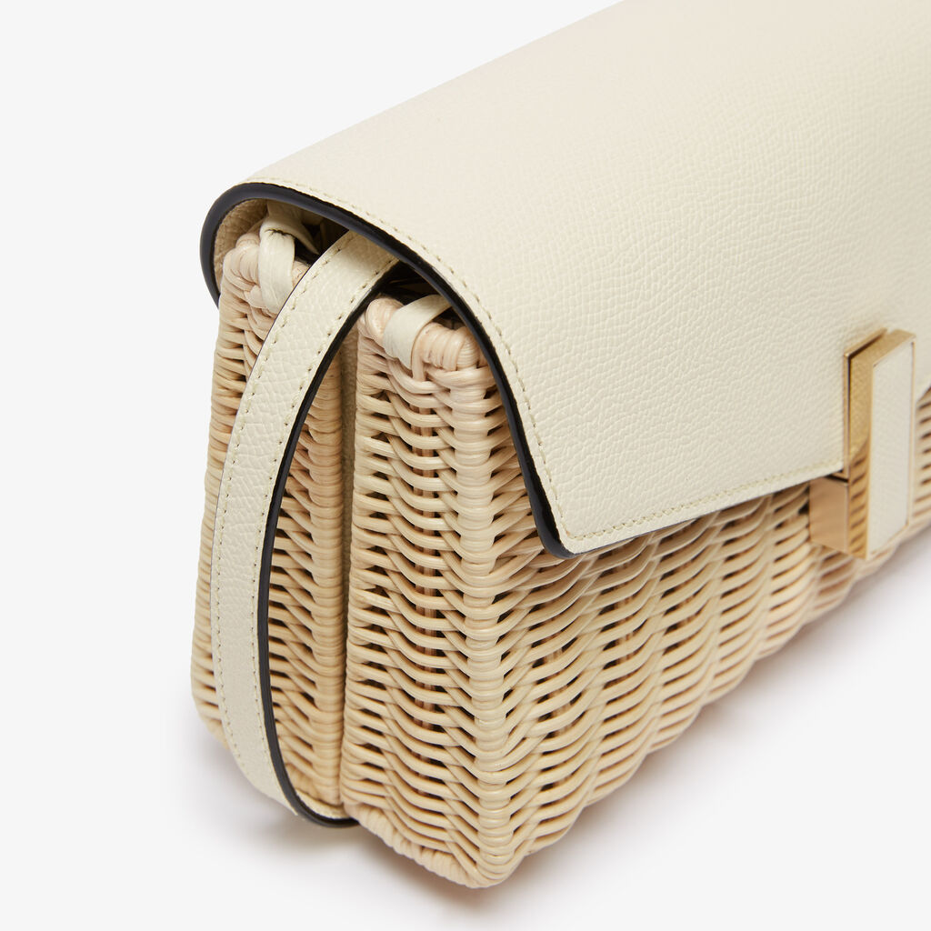 Valextra Iside Wicker Clutch In Brown