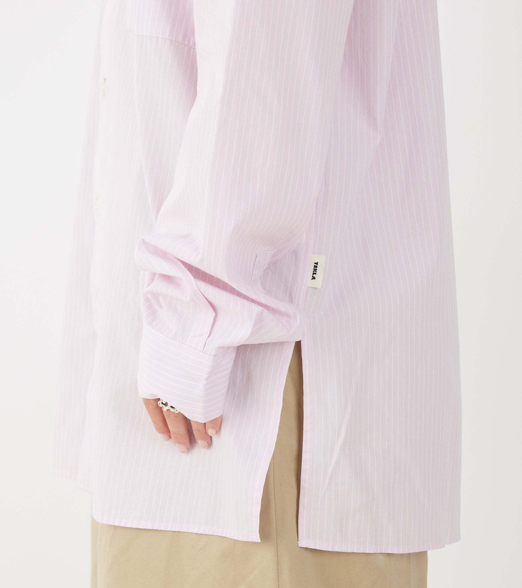 Tekla Loose Long Pajama Shirt In Pink