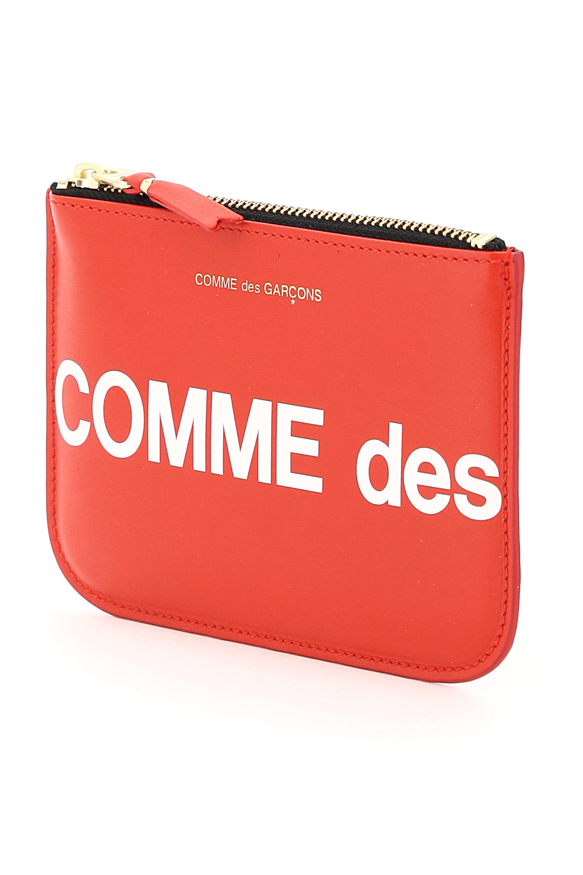 Comme Des Garçons Logo Print Zipper Purse In Red