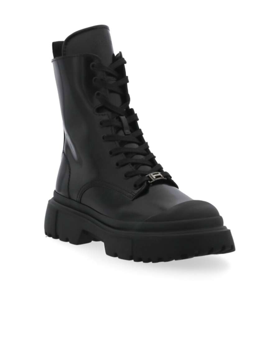 Hogan Lace-up Combat Boots In Black