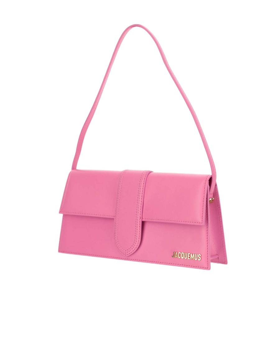 Jacquemus Dark Pink Leather Le Bambino Long Shoulder Bag In Pink