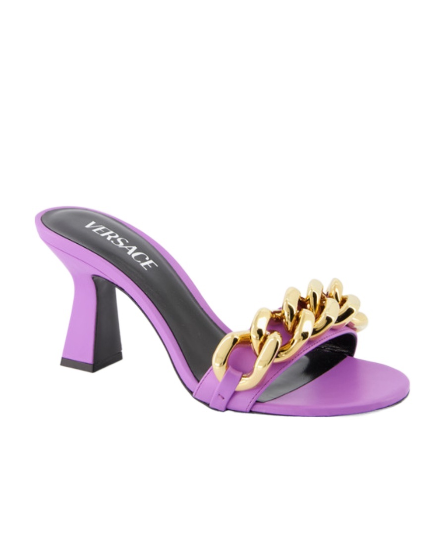 Versace Chain-link Mule Sandals In Purple