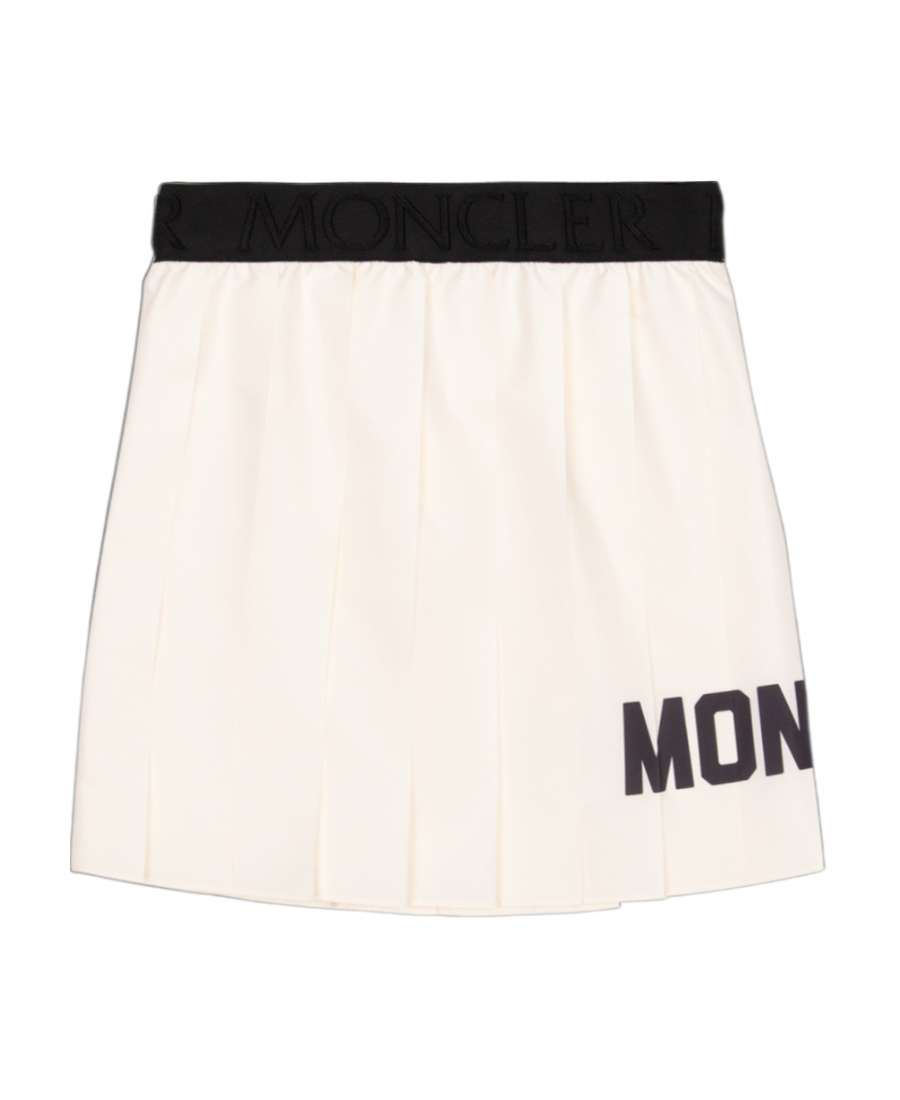 Moncler Logo Print Pleated Mini Skirt In White