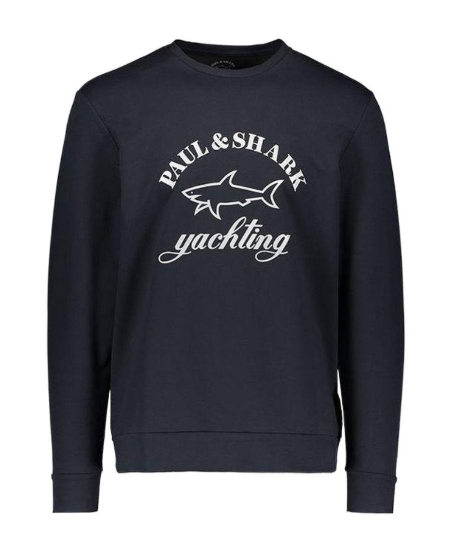 Paul & Shark Round-necked Logo Sweater In Black