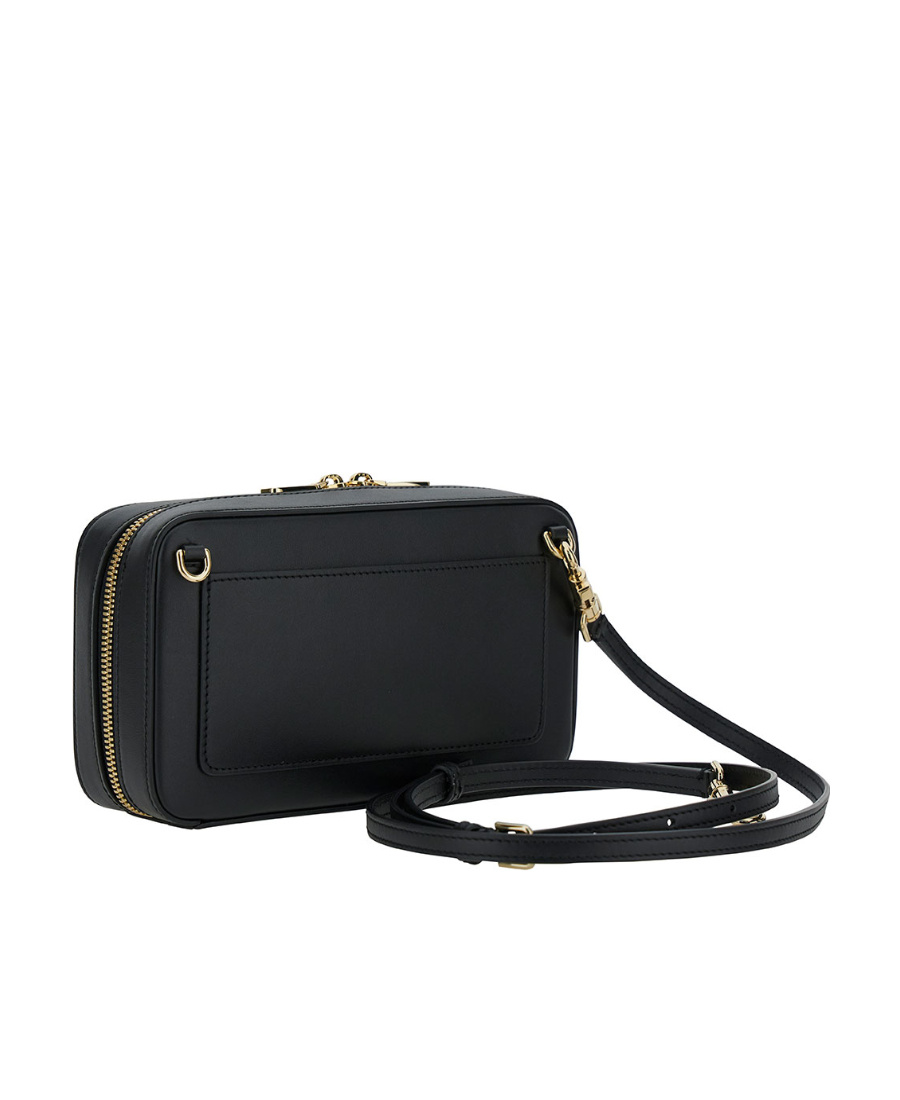Dolce & Gabbana Black Crossbody Bag With Quilted Logo In Leather Woman In Black