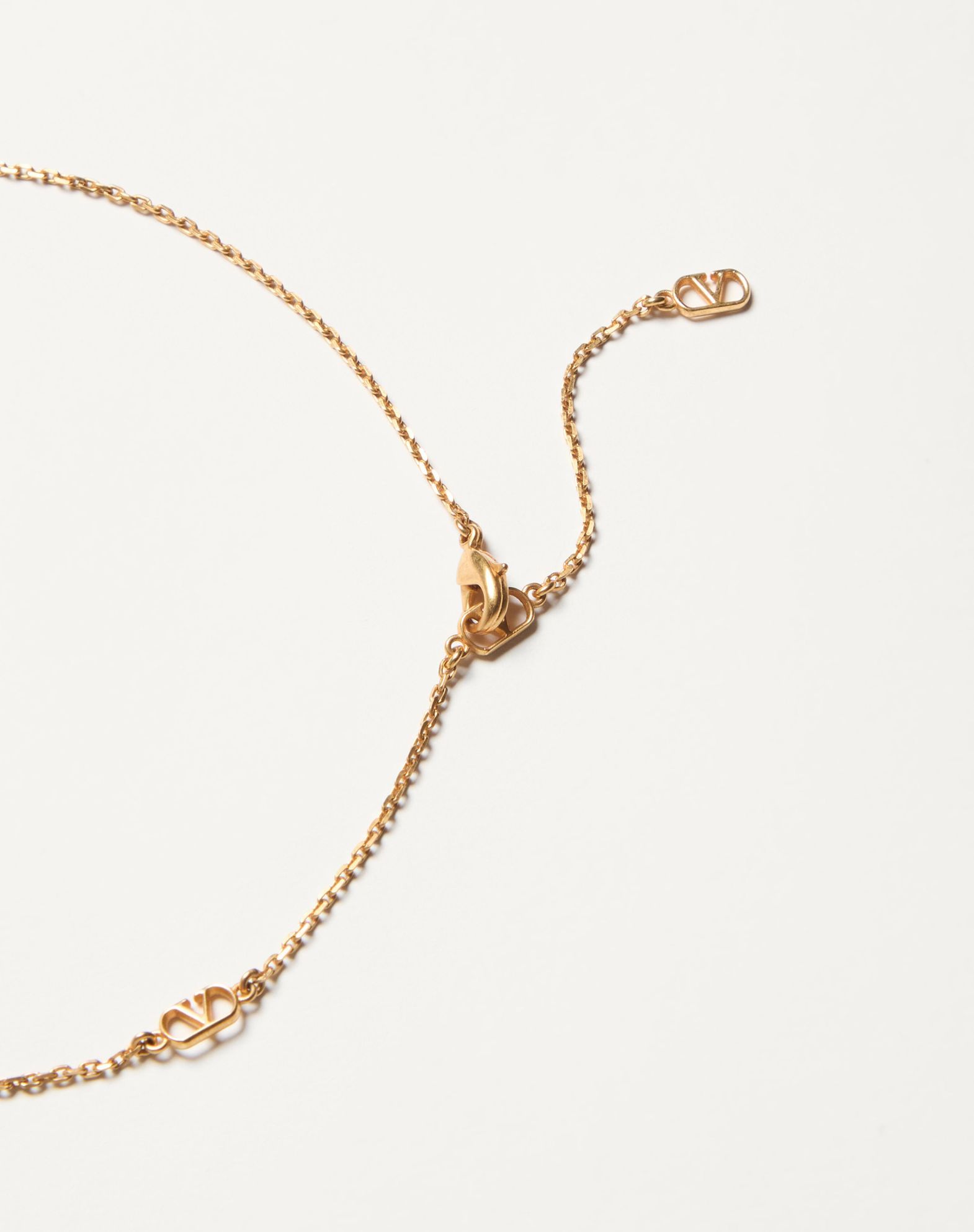 Valentino Heart Vlogo Pendant Necklace In Yellow
