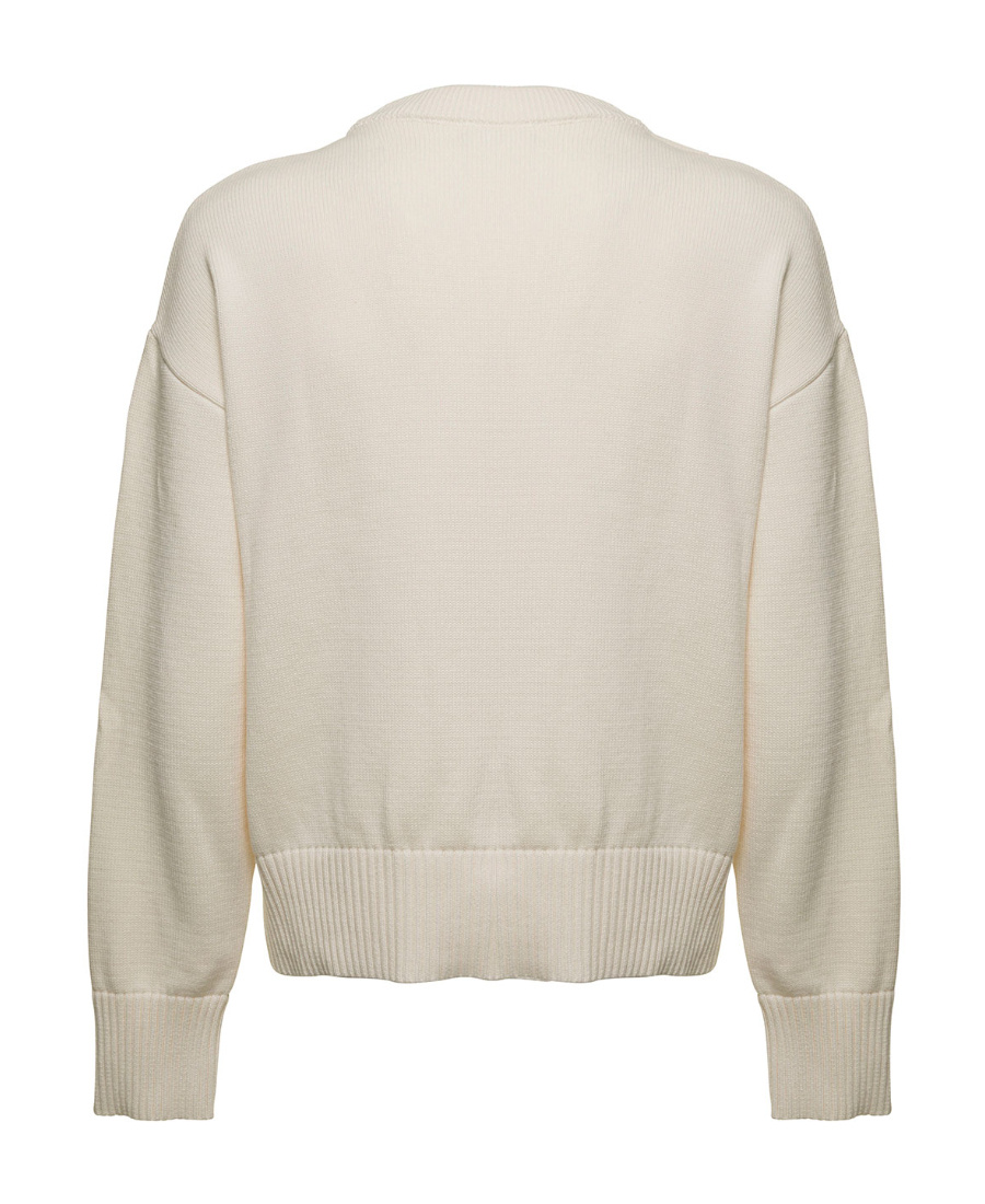 Ami Alexandre Mattiussi Ami Paris Ami Heart Design Wool Sweater In Intarsia Knit In White