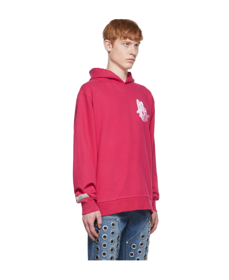 We11 Done Logo Hooded Sweater In Pink