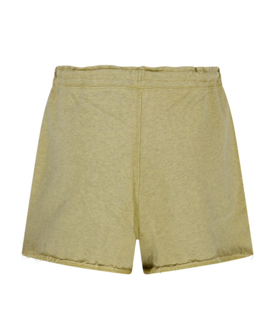 Ganni Drawstring-waist Raw-edge Shorts In Nude