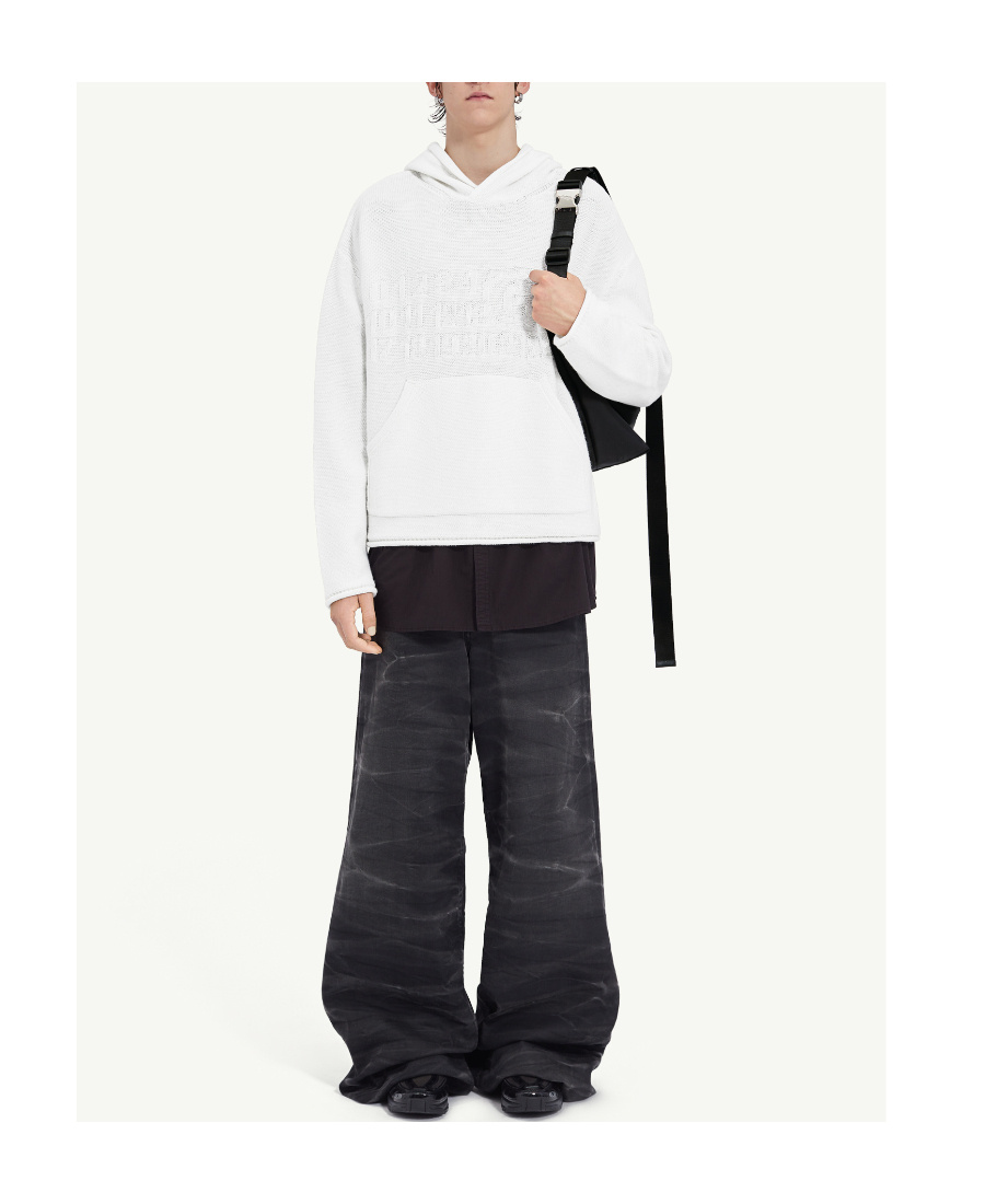 Mm6 Maison Margiela Number-motif Knitted Hoodie In White