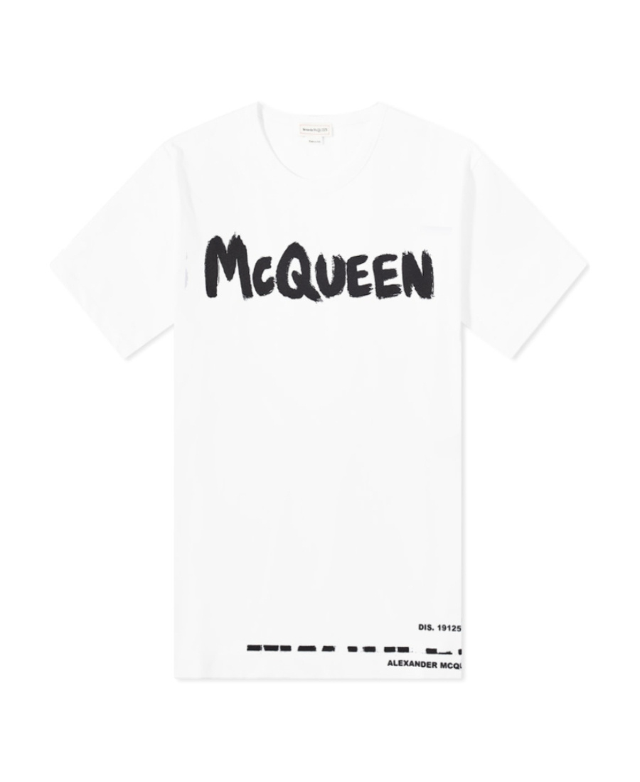 Alexander Mcqueen Mcqueen Grafitti Logo Cotton T-shirt In White
