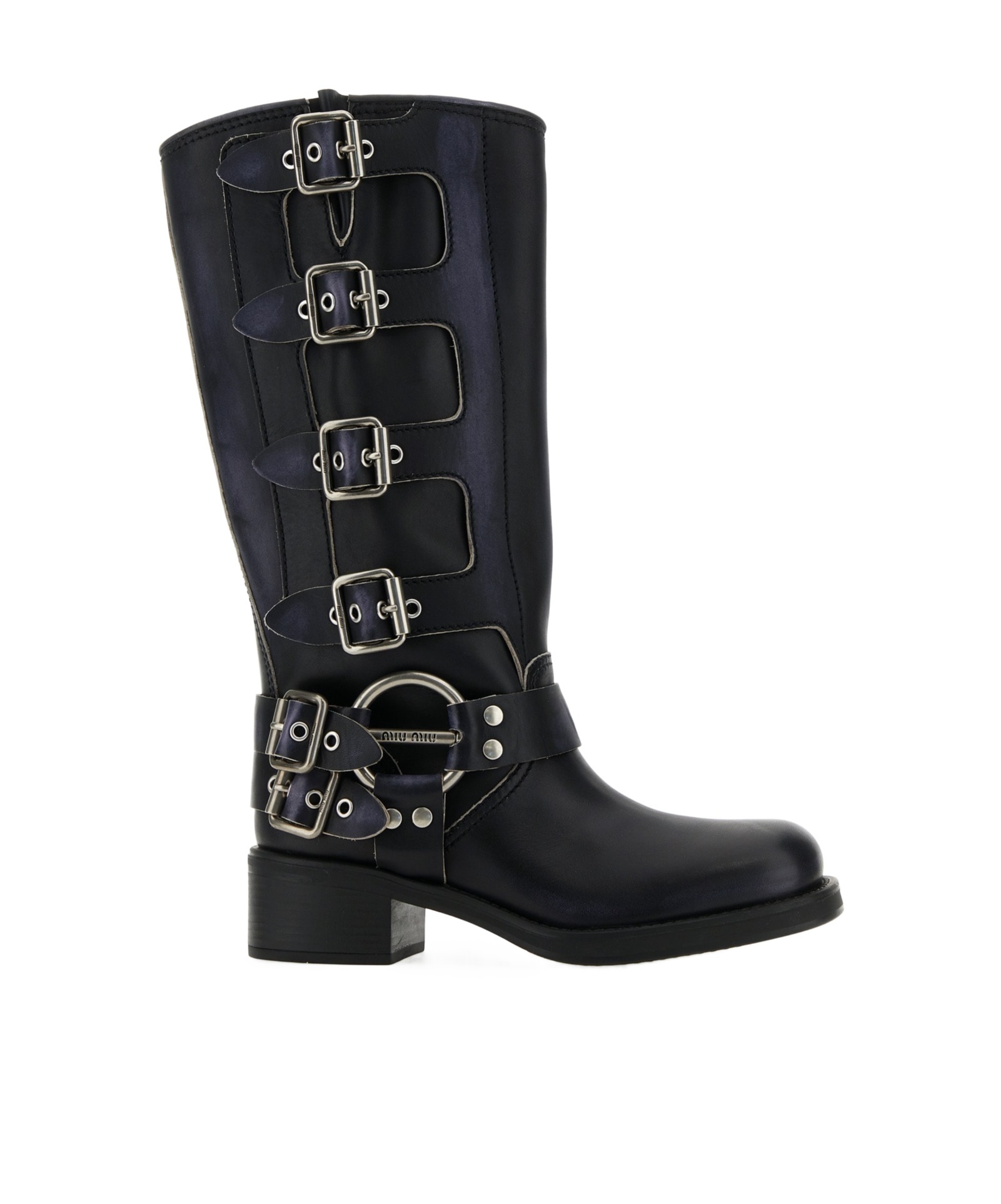 Miu Miu Buckle Ankle Boots In Blue
