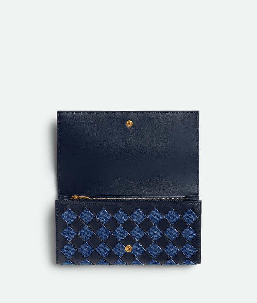 Bottega Veneta Intrecciato Large Flap Wallet In Black
