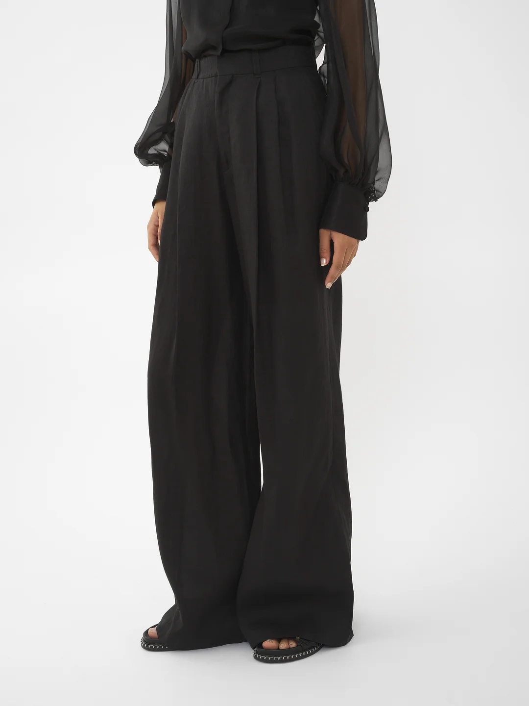 Shop Chloé Wide-leg Sailor Trousers In Black