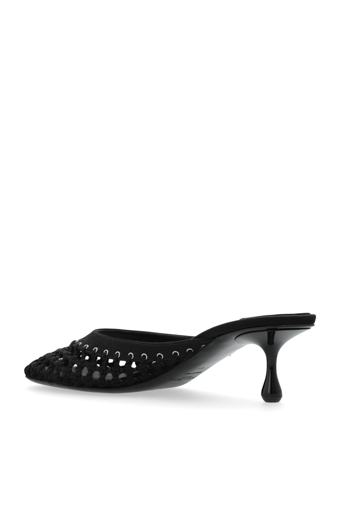 Jimmy Choo Pixie 50 Woven Satin Mules In Black