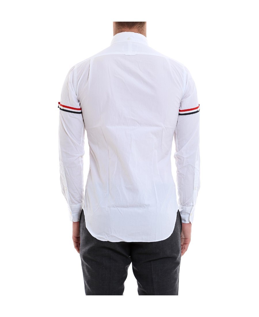 Thom Browne Oxford Button-down Shirt With Rwb Armbands In White