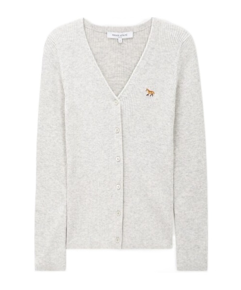 Maison Kitsuné Logo-patch V-neck Wool Cardigan In White