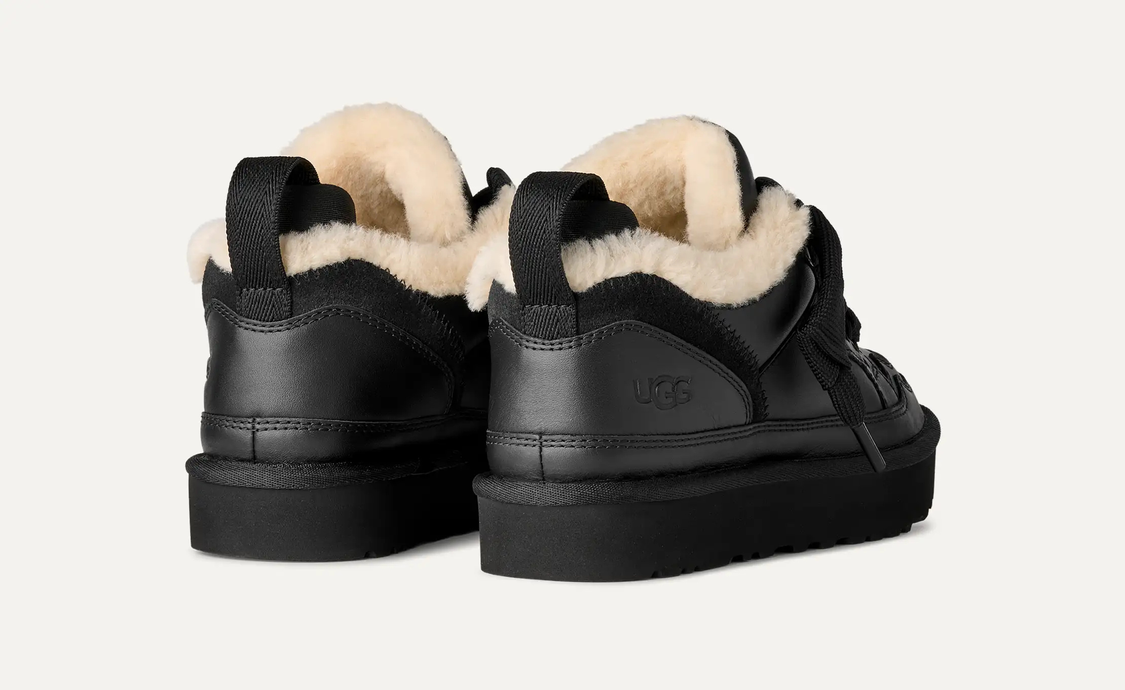 Ugg Lowmel Lace-up Shearling Sneakers In Black