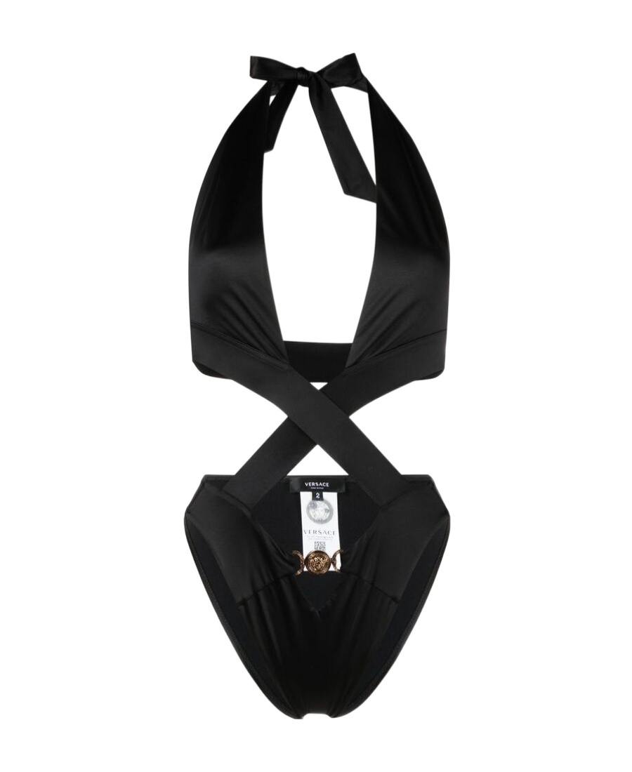 Versace Medusa Tie-fastening One-piece In Black
