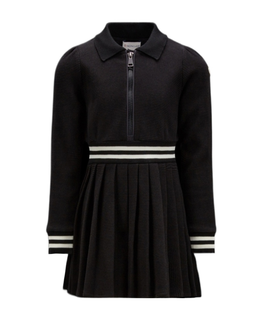 Moncler Pleated Dress Black In Black